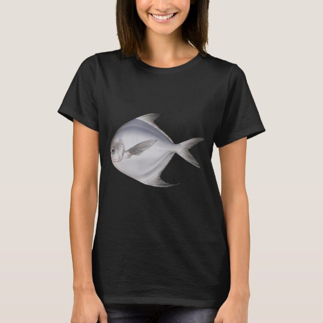 Camiseta Peixe Pomfret Branco (Frente)