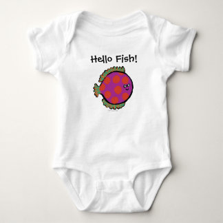 Camiseta Peixe-Ponto-Rosa e Polka Laranja