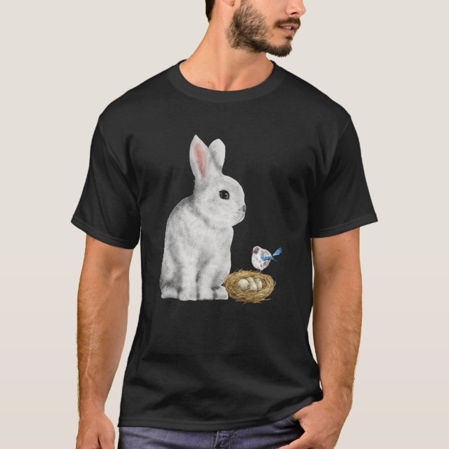 Camiseta Peixe-Primavera de-Ave-Coelho Ovos-de-Páscoa (Frente)