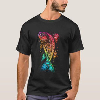 Camiseta Peixe Psicodélico Arco-íris Tribal