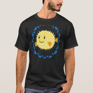 Camiseta Peixe-Pufe Ridículo Pequeno Em Círculo De Peixe