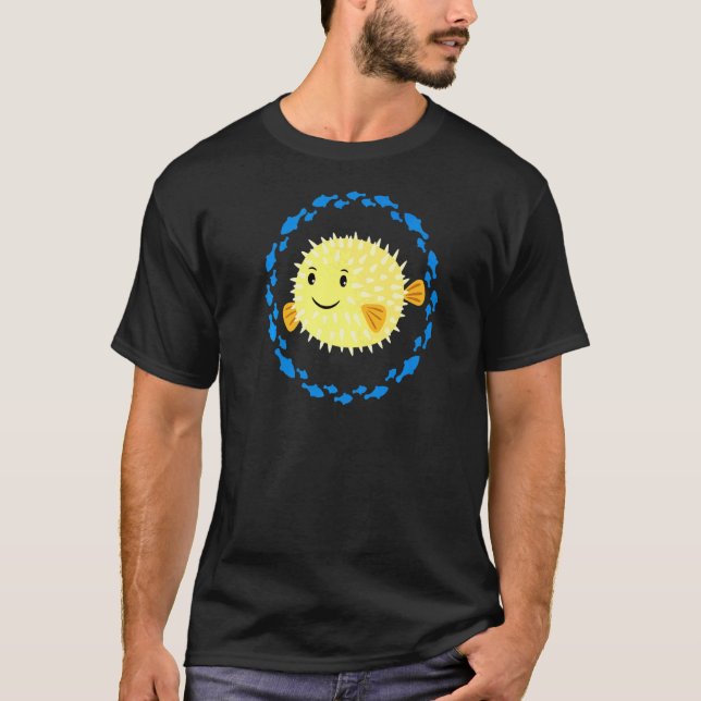 Camiseta Peixe-Pufe Ridículo Pequeno Em Círculo De Peixe (Frente)