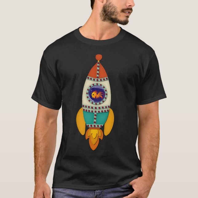 Camiseta Peixe Retro o Foguete (Frente)