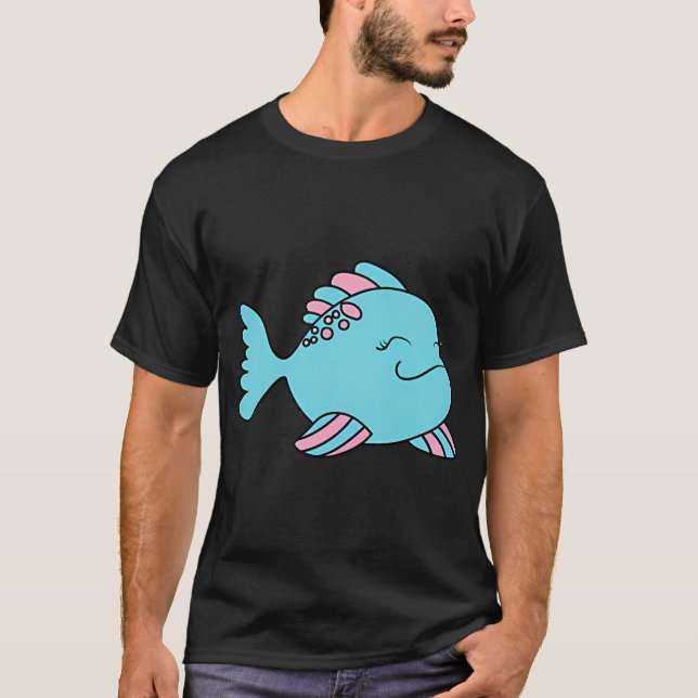 Camiseta peixe rosa azul (Frente)