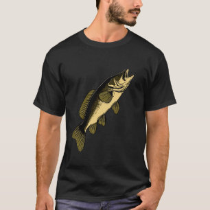 Camiseta Peixe Saltando Dinâmico Pesca Arte da Natureza