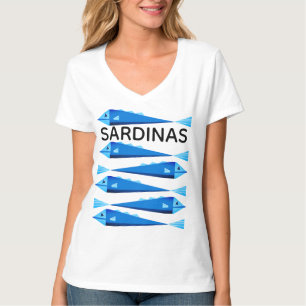 Camiseta Peixe sardinha azul "azul e branco"