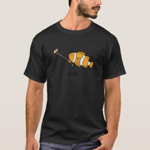 Camiseta Peixe Selfie Foto Por Telefone Selfie Stick Orange