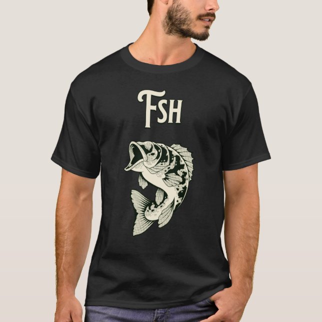 Camiseta Peixe Sem I Fsh Piada Engraçada de Pai para Pescad (Frente)