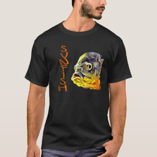Camiseta Peixe Sol Peixe Pintado a Óleo Gráfico Masculino L