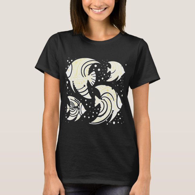Camiseta Peixe Tropical Amarelo e Branco (Frente)