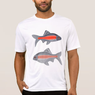 Camiseta Peixe Tropical Barb Vermelho e Cinza Aquático Exót