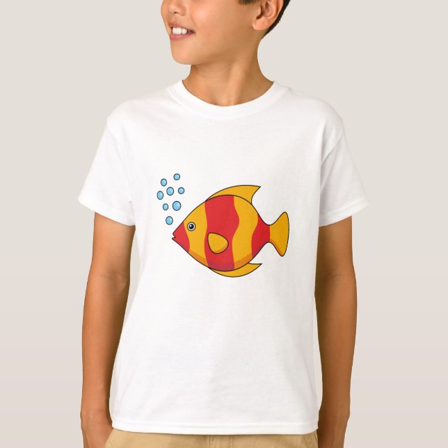 Camiseta Peixe Tropical Laranja Vermelho  (Frente)