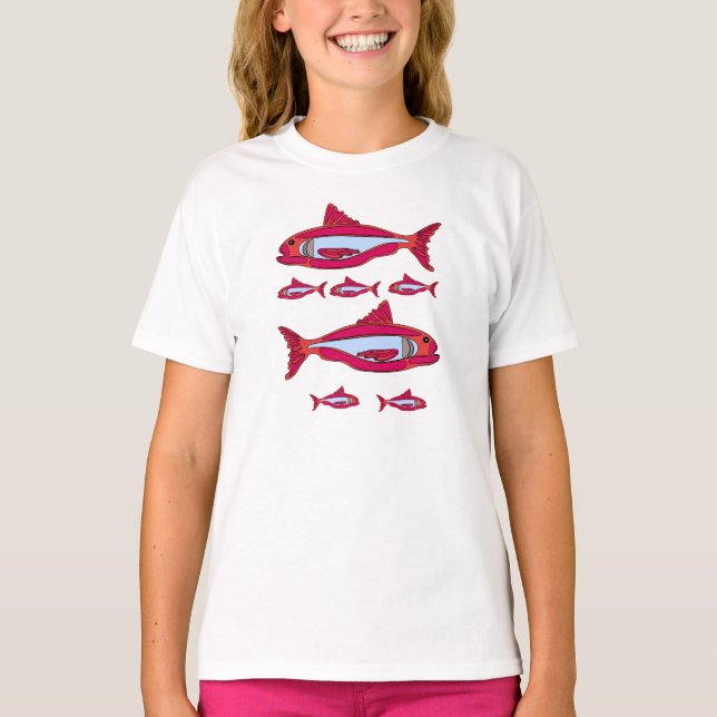 Camiseta Peixe Vermelho Para Crianças (Frente)