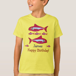 Camiseta Peixe Vermelho Para Crianças Feliz Aniver