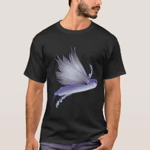 Camiseta Peixe Voando Com Bolhas Desenho de Linha