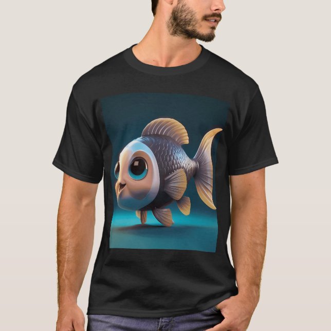 Camiseta Peixes 3D Adoráveis Divertidos (Frente)