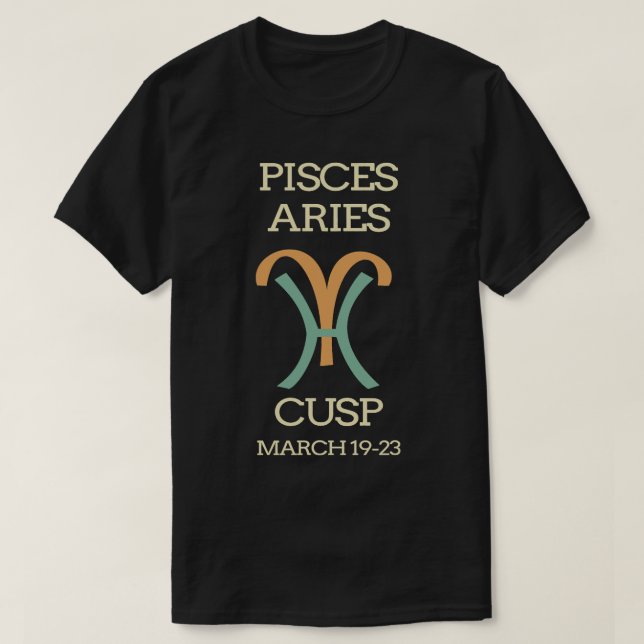 Camiseta Peixes Aries Cusp Horoscope Marcha de Aniversário (Frente do Design)