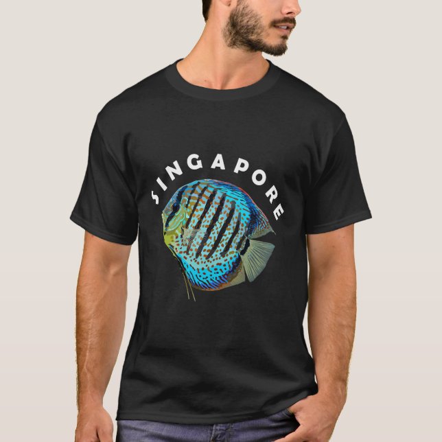 Camiseta Peixes Azuis de Disco Sintysodon Cichlid - Cute F (Frente)