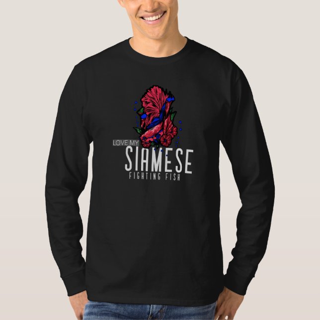 Camiseta Peixes Betta Fish Aquarium de Combate Siamês (Frente)