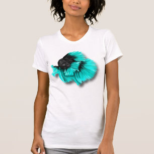Camiseta Peixes Betta Pretos e Teais