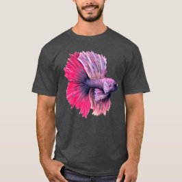 Camiseta Peixes Betta roxos e rosados