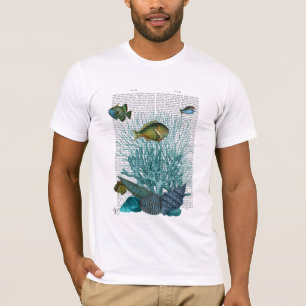 Camiseta Peixes, Cascas Azuis e Corais