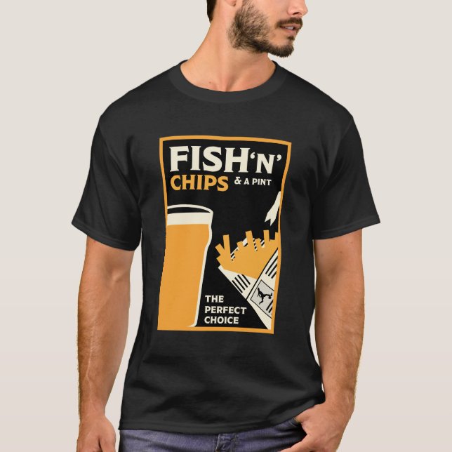 Camiseta Peixes Clássicos E Chips Britânicos (Frente)