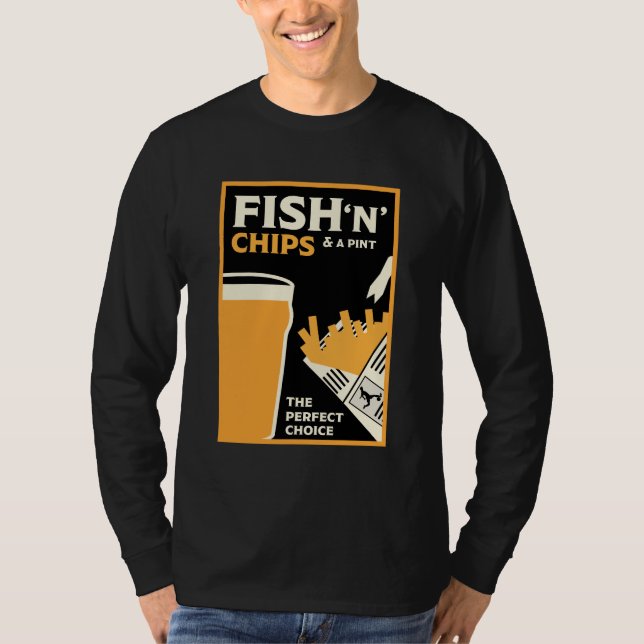 Camiseta Peixes Clássicos E Chips Britânicos (Frente)