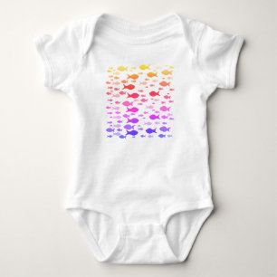 Camiseta Peixes Coloridos Bebê Jersey Bodycase