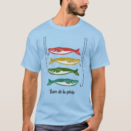 Camiseta Peixes coloridos com ganchos de peixe (pesca em fr