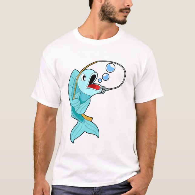 Camiseta Peixes com barra de pesca (Frente)