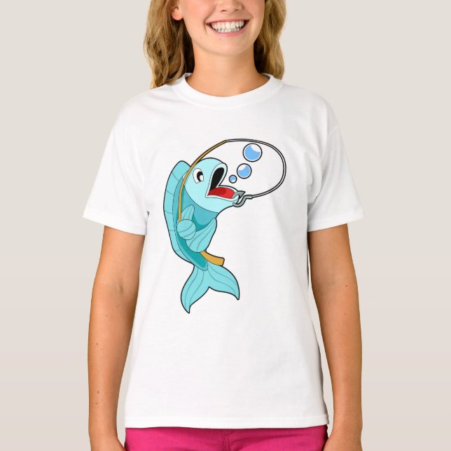 Camiseta Peixes com barra de pesca (Frente)
