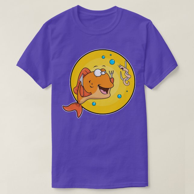 Camiseta Peixes com faca e garfo (Frente do Design)