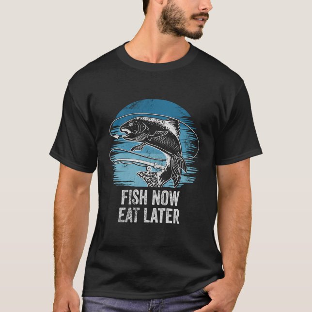 Camiseta Peixes Comem Mais Tarde Cotações Positivas Estilo  (Frente)