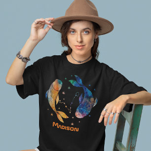 Camiseta Peixes Constelação Zodiac Watercolor Star Galaxy