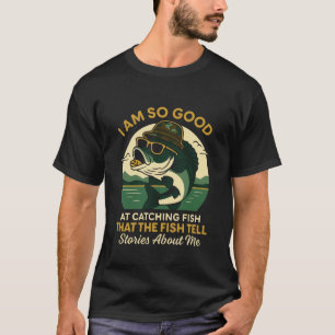 Camiseta Peixes Contam Histórias Sobre Mim Piada de Pesca d