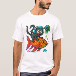 Camiseta Peixes Correntes de Gato Escaparam Alienígena