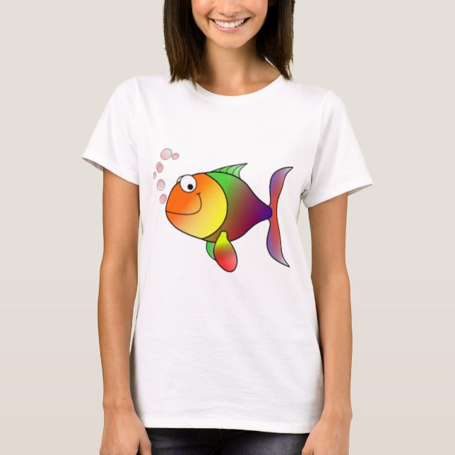 Camiseta Peixes de arco-íris felizes (Frente)