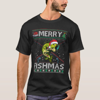 Camiseta Peixes de Baixo de Pesca de feliz Pesca Natal Feia