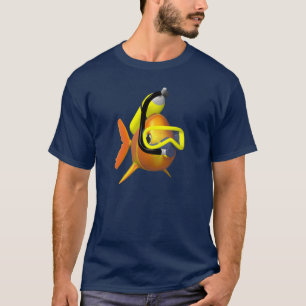 Camiseta Peixes de Scuba Laranja e Preto