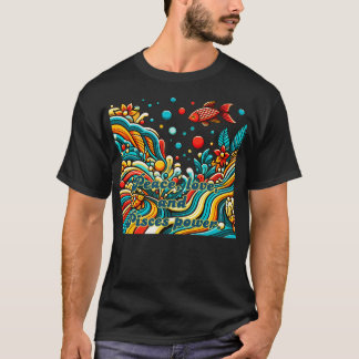 Camiseta peixes de sinais do zodiac no estilo 60s