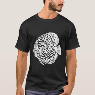 Camiseta Peixes De Tinta Animal De Disco Desenhados A Preto