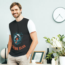 Camiseta Peixes do Clube de Pesca em Movimento Azul Negro T