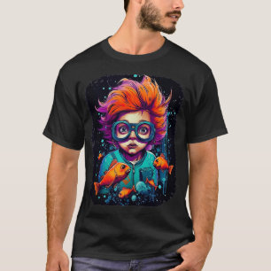 Camiseta Peixes do Espaço de Arte Criança para um Destinatá
