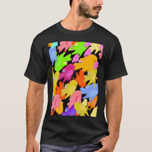Camiseta Peixes dourados em Roxo, Rosa, Vermelho, Amarelo, 