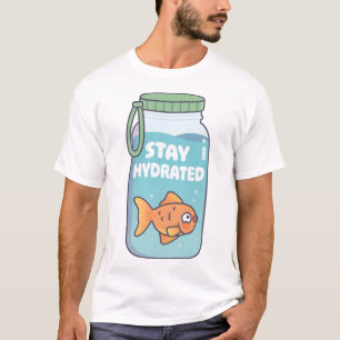 Camiseta Peixes Dourados Fofos Em Garrafa De Água Permaneça