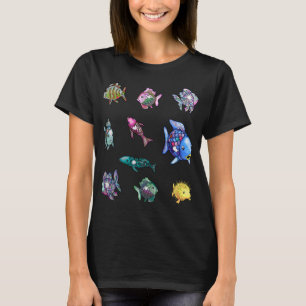 Camiseta Peixes dourados nadando com o sol