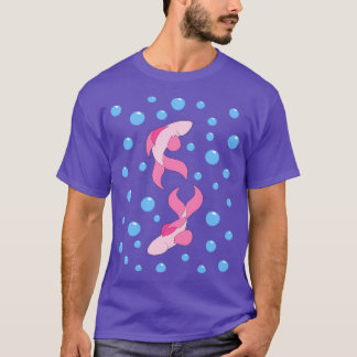 Camiseta Peixes e bolhas rosados