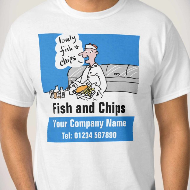 Camiseta Peixes e Chips Cartoon para Personalizar (Criador carregado)