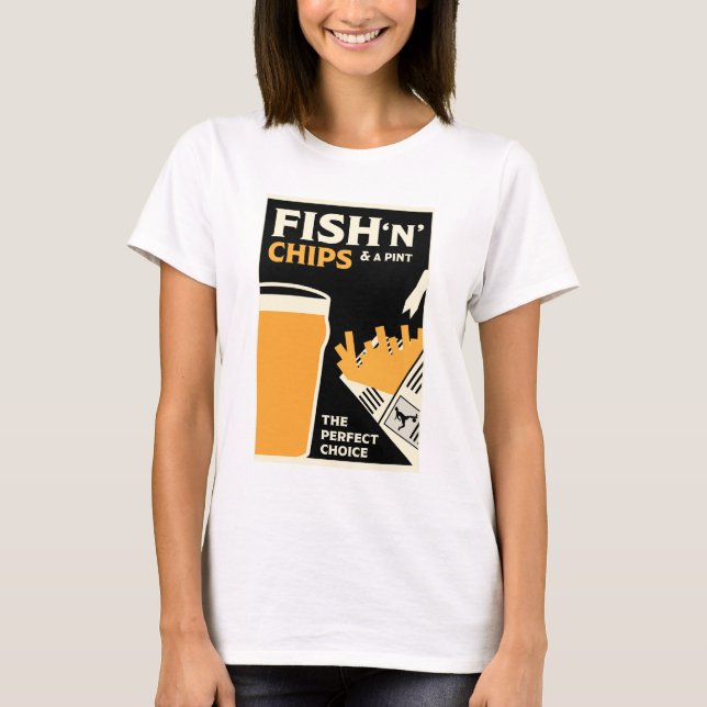 Camiseta Peixes E Chips Clássicos Ingleses (Frente)